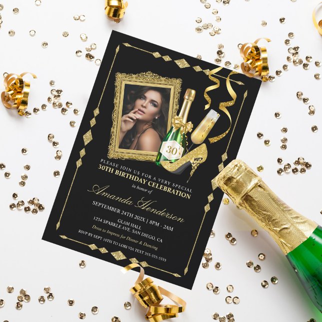 High Heels and Champagne Women's Birthday Invitation (Creator Uploaded)