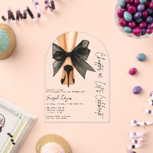 High Heels Black Bow Forty 40th Birthday Party Acrylic Invitations