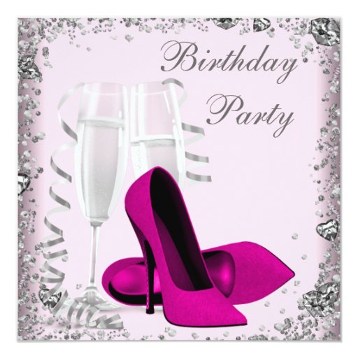 High Heels Champagne Pink Birthday Party Invitation | Zazzle