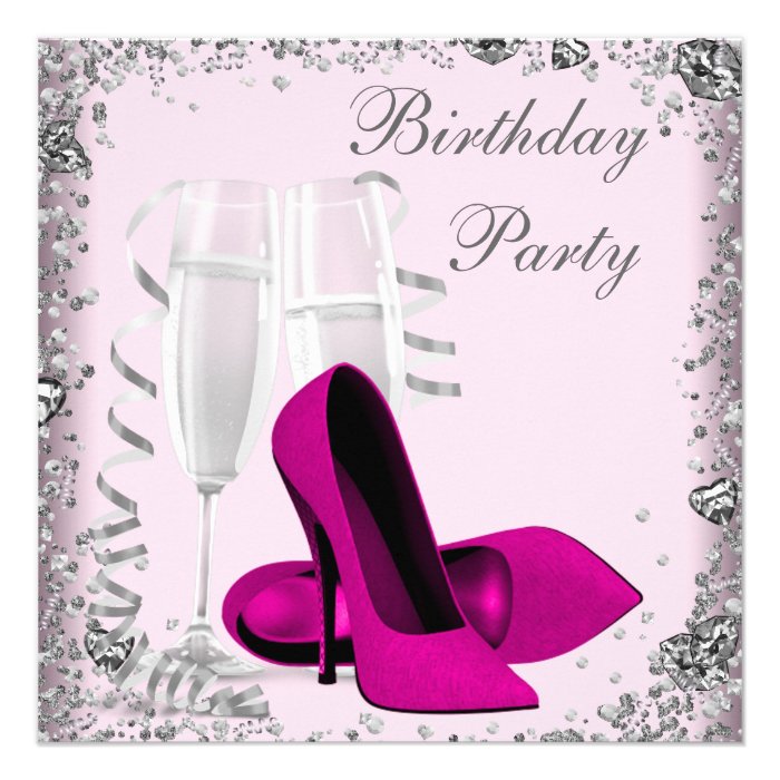 High Heels Champagne Pink Birthday Party Invite