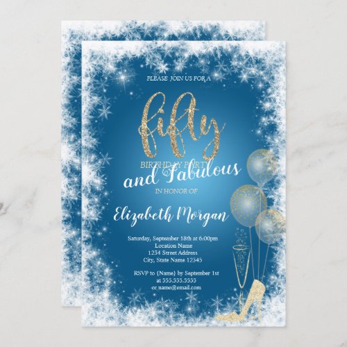 High Heels ConfettiSnowflakes 50th Birthday Party Invitation