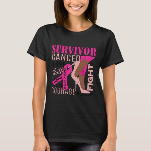 High Heels Crush Breast Cancer Awareness Survivor T_Shirt
