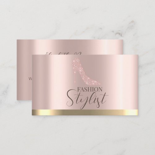 High Heels Diamonds Rose Gold Business Card