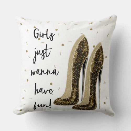 High Heels Fashion Shoes Glam Beauty Girls wanna Throw Pillow