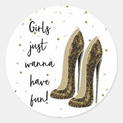 High Heels Fashion Shoes Glam Beauty Sweet 16 Classic Round Sticker