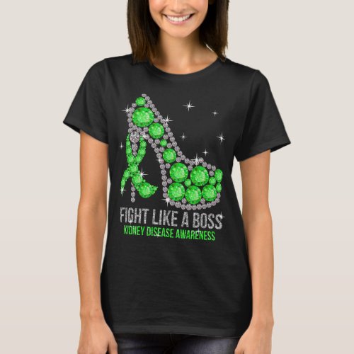 High Heels Fight Like A Boss Kidney Disease Awaren T_Shirt