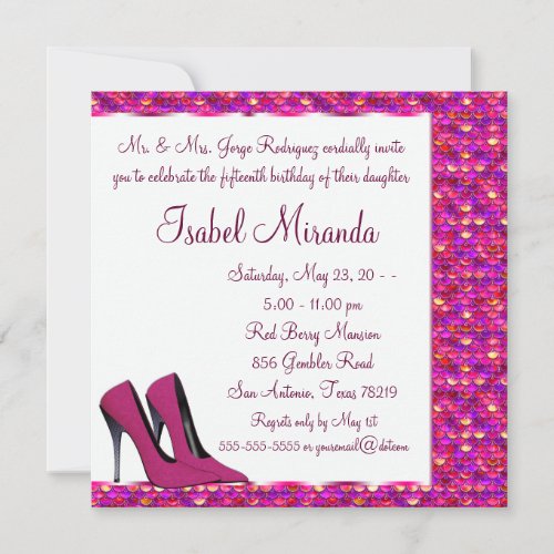 High Heels Girls 15th Party Quinceanera Invitation