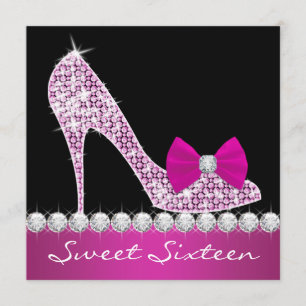 High Heels Hot Pink Sweet Sixteen Birthday Party Invitation