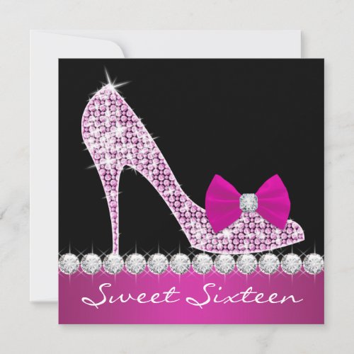 High Heels Hot Pink Sweet Sixteen Birthday Party Invite