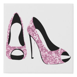 High Heels in Pink Faux Canvas Print