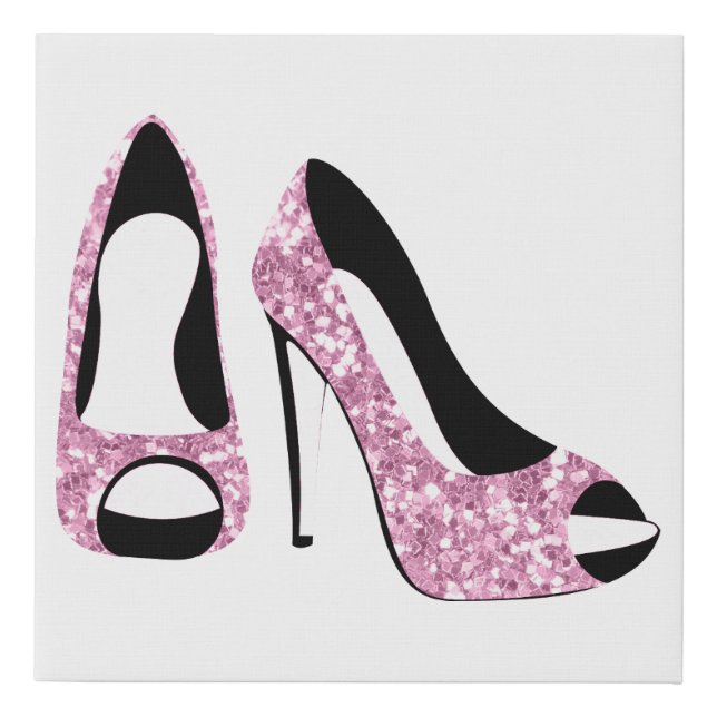 High Heels in Pink Faux Canvas Print (Front)