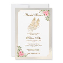 High Heels Ivory Pearls Pink Roses Bridal Shower
