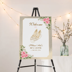 High Heels Ivory Pink Roses Bridal Shower Welcome Foam Board