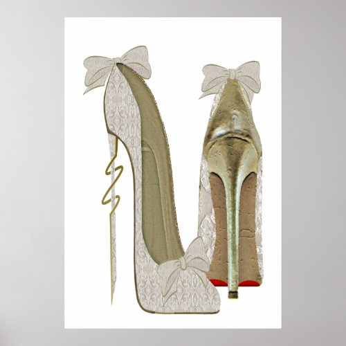High Heels Lace and Bows Stiletto Shoes Art Poster