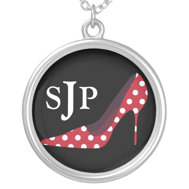 High Heels Monogram Sterling Silver Necklace (Front)