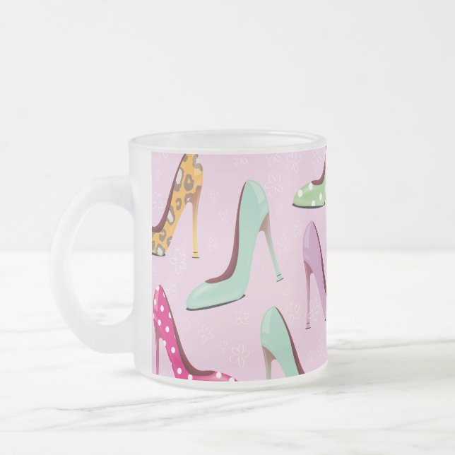 high heels Pattern Frosted Glass Coffee Mug (Left)