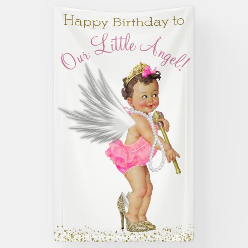 High Heels Pearls Angel Girls Birthday Party Banner