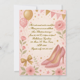 High Heels Princess Birthday Invitation