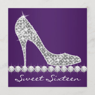 High Heels Purple Sweet Sixteen Birthday Party Invitation