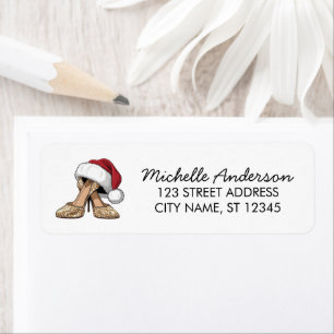 High Heels Santa Hat Christmas  Return Address  Label