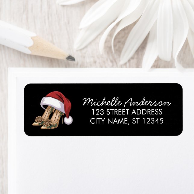 High Heels Santa Hat Christmas  Return Address  Label (Insitu)