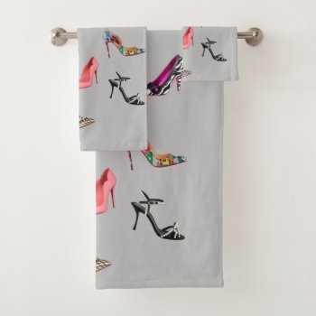 High Heels Shoes Collage Stiletto Towel Set by Lorriscustomart at Zazzle