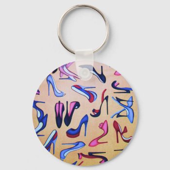 High Heels Shoes Pumps Collage Fashion Keychain by Lorriscustomart at Zazzle