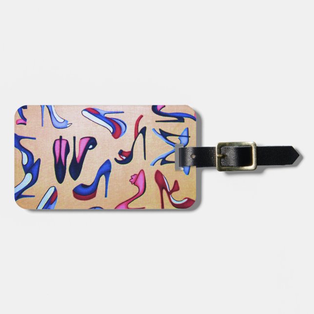 High Heels Shoes Pumps Collage Fashion Luggage Tag (Front Horizontal)