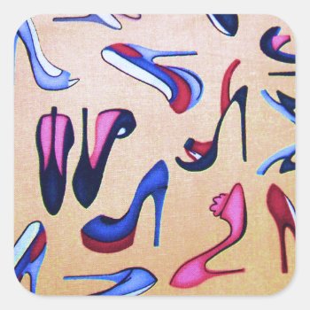 High Heels Shoes Pumps Collage Fashion Square Sticker by Lorriscustomart at Zazzle