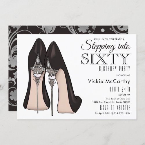 High Heels Stepping Into Sixty Birthday Party Invitation