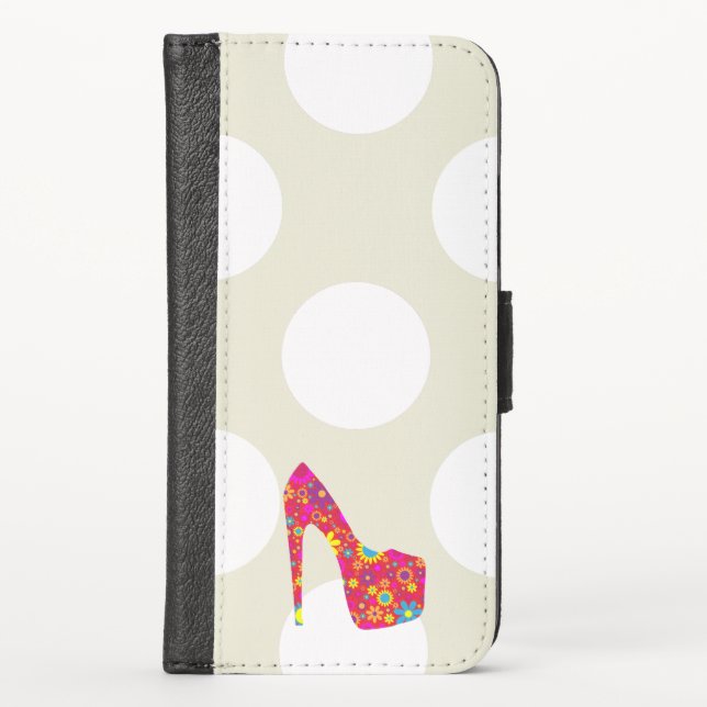 High Heels, Stiletto, Pumps, Flowers, Red Shoes iPhone Wallet Case (Front)