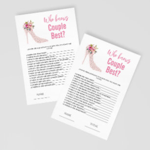 High Heels Who knows Couple Bridal Shower Game
