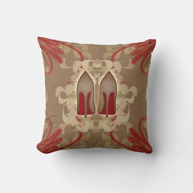 high heels with STYLISH beige ABSTRACT background Throw Pillow (Front)