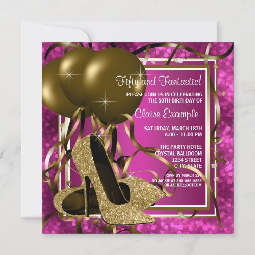 High Heels Womans Hot Pink Birthday Party Invite