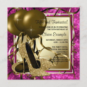 High Heels Womans Hot Pink Birthday Party Invitation