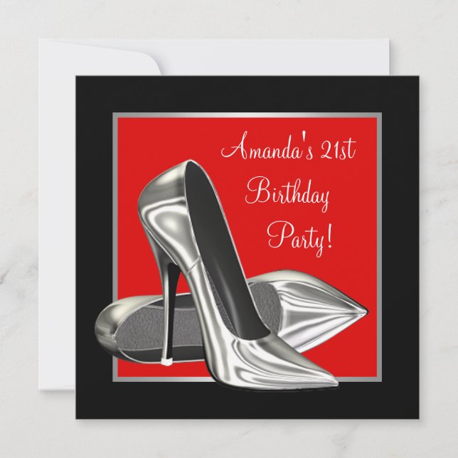 High Heels Womans Red Black  Birthday Party Invitation (Front)