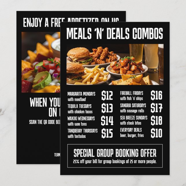 High Impact Restaurant Dining and Promotions Menu (Front/Back)