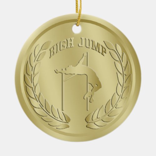 High Jump Gold Toned Medal Ornament