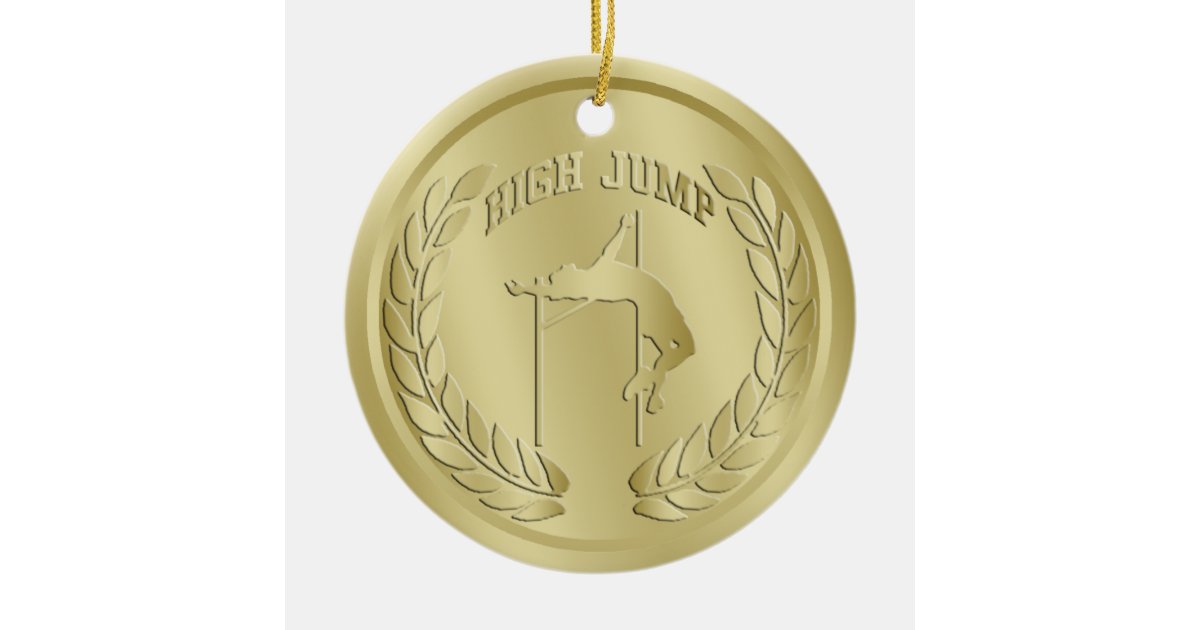 High Jump Gold Toned Medal Ornament | Zazzle