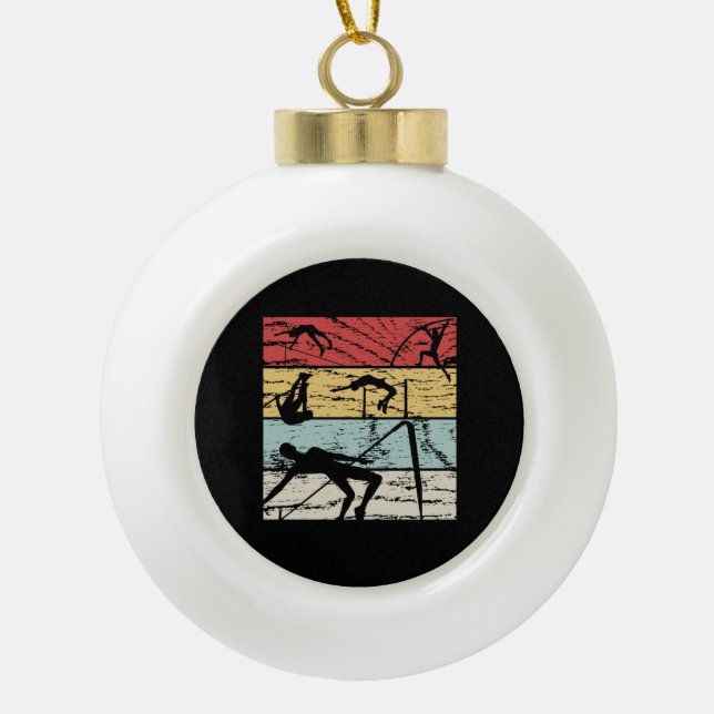 High Jump Retro Ceramic Ball Christmas Ornament (Front)