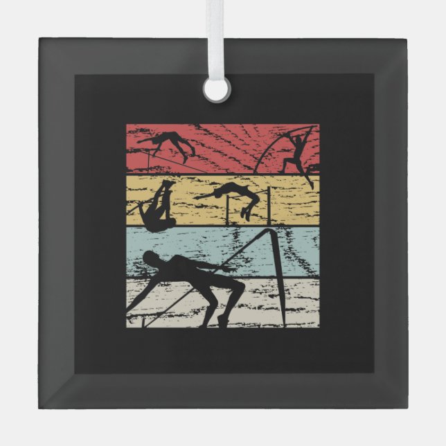 High Jump Retro Glass Ornament (Front)