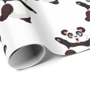 High kicking Panda bear cartoon Wrapping Paper