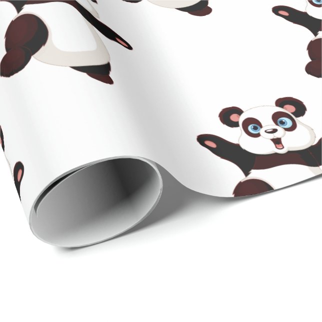 High kicking Panda bear cartoon Wrapping Paper (Roll Corner)