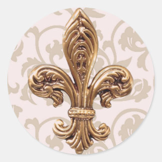 HIGH LIFE Charm School pink scroll fleur de lis St Classic Round Sticker
