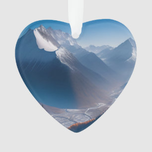 High Mountain Peaks Dated Photo Custom Ornament