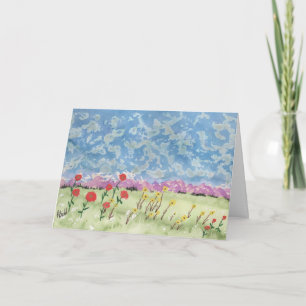 High Mountain Summer Landscape Letterpress Thank You Card