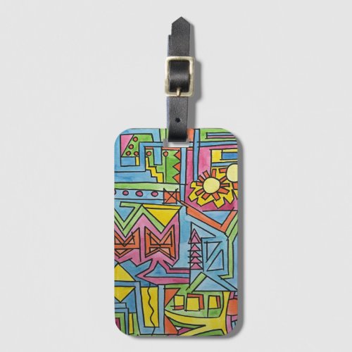 High Noon_Modern Geometric Watercolor Art Luggage Tag
