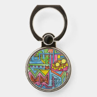 High Noon-Modern Geometric Watercolor Art Phone Ring Stand