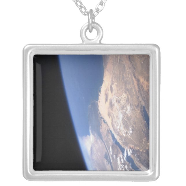 High oblique scene silver plated necklace (Front)