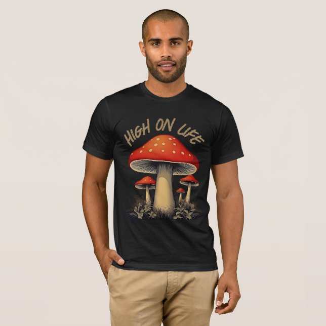 High on Life - Retro Mushrooms T-Shirt (Front Full)